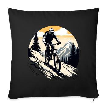 mountain biker, bicycle, mountains, outdoor, sport - Sofa pillowcase 17,3'' x 17,3'' (45 x 45 cm) - black - Front
