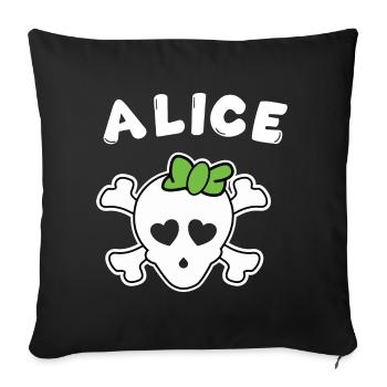 Piratin Alice Design für Mädchen und Frauen - Sofakissenbezug 45 x 45 cm - Schwarz - Vorne