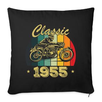 Cadeau D’anniversaire Classique vintage Né en 1955 - Housse de coussin décorative 45 x 45 cm - noir - Devant