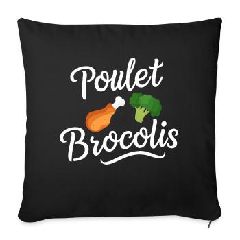 Poulet brocolis - Housse de coussin décorative 45 x 45 cm - noir - Devant