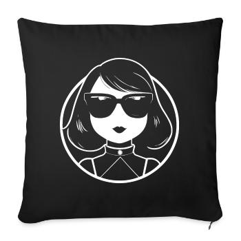 Mignon Anime Girl Gothique Manga Lunettes de soleil de conte de fées - Housse de coussin décorative 45 x 45 cm - noir - Devant