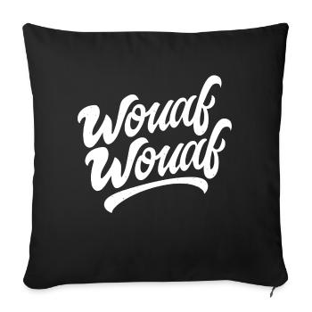 Wouaf wouaf - Housse de coussin décorative 45 x 45 cm - noir - Devant