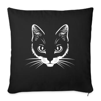 Tête de chat - Housse de coussin décorative 45 x 45 cm - noir - Devant