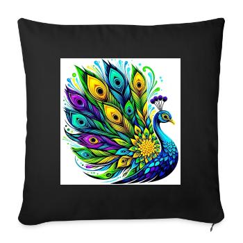 Paon - Housse de coussin décorative 45 x 45 cm - noir - Devant