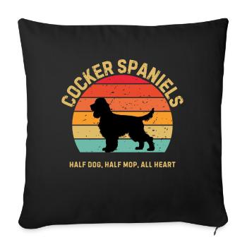 Cocker Spaniels Retro Sunset - Sofa pillowcase 17,3'' x 17,3'' (45 x 45 cm) - black - Front