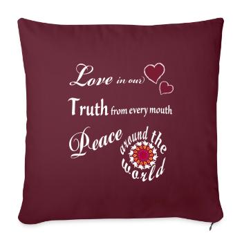 Love Truth Peace - Mantra - Sofa pillowcase 17,3'' x 17,3'' (45 x 45 cm) - burgundy - Front