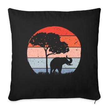 Elephant Wildlife - Sofa pillowcase 17,3'' x 17,3'' (45 x 45 cm) - black - Front