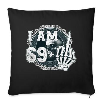 I'm 69 plus 1 middle finger Skull funny 70th - Sofa pillowcase 17,3'' x 17,3'' (45 x 45 cm) - black - Front