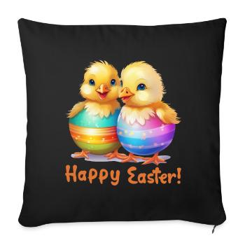 Happy Easter, Easter Egg, Chick, Easter, Funny, Cute - Sofa pillowcase 17,3'' x 17,3'' (45 x 45 cm) - black - Front