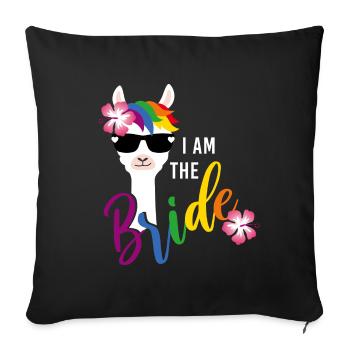 LGBT mariée lama enterrement de vie de jeune fille - Housse de coussin décorative 45 x 45 cm - noir - Devant