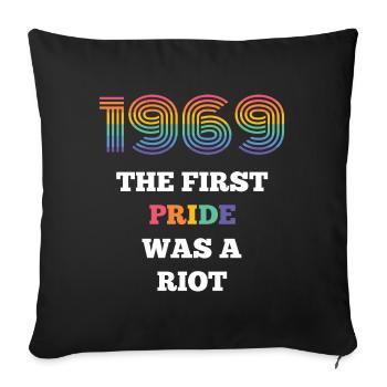 Mois de la fierté LGBT - La première fierté était une émeute - Housse de coussin décorative 45 x 45 cm - noir - Devant