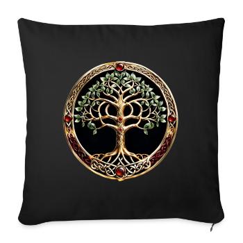 Elegant and noble tree of life with Celtic knot. - Sofa pillowcase 17,3'' x 17,3'' (45 x 45 cm) - black - Front