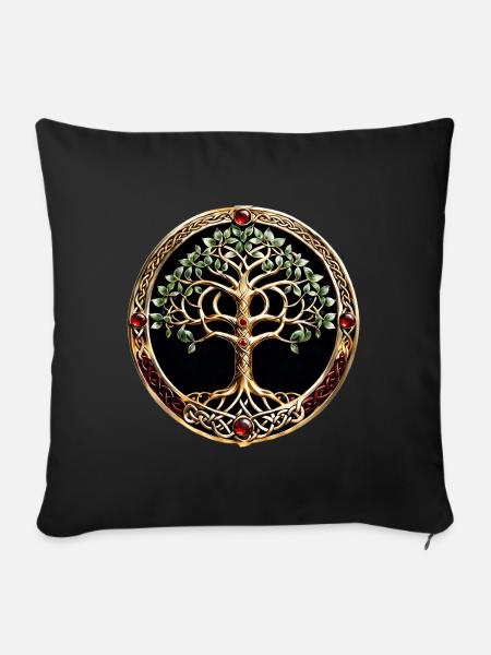 Eleganter und edler Lebensbaum mit keltischem Knoten. - Sofakissenbezug 45 x 45 cm - Schwarz