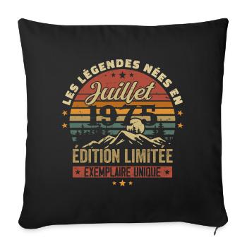 July 1975 Vintage Birthday 1975 July - Sofa pillowcase 17,3'' x 17,3'' (45 x 45 cm) - black - Front
