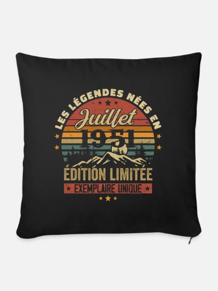 Juli 1951 Vintage Geburtstag 1951 Juli - Sofakissenbezug 45 x 45 cm - Schwarz