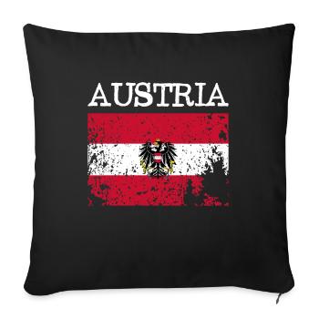 Austria Österreich Grunge Flag Flagge - Sofa pillowcase 17,3'' x 17,3'' (45 x 45 cm) - black - Front