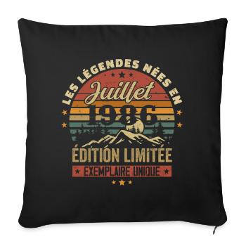 July 1986 Vintage Birthday 1986 July - Sofa pillowcase 17,3'' x 17,3'' (45 x 45 cm) - black - Front