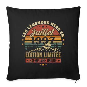 July 1997 Vintage Birthday 1997 July - Sofa pillowcase 17,3'' x 17,3'' (45 x 45 cm) - black - Front