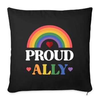 LGBTQ Pride Month - Proud Ally - Sofa pillowcase 17,3'' x 17,3'' (45 x 45 cm) - black - Front