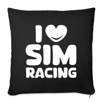 i love simracing gaming car heart love symbol - Sofa pillowcase 17,3'' x 17,3'' (45 x 45 cm) - black - Front