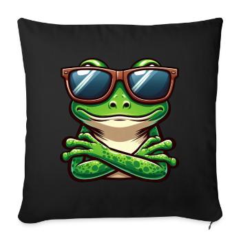 Cool Frog Toad Toad Sunglasses Cartoon - Sofa pillowcase 17,3'' x 17,3'' (45 x 45 cm) - black - Front