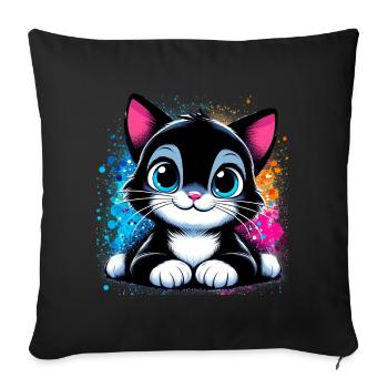 Cat - Sofa pillowcase 17,3'' x 17,3'' (45 x 45 cm) - black - Front
