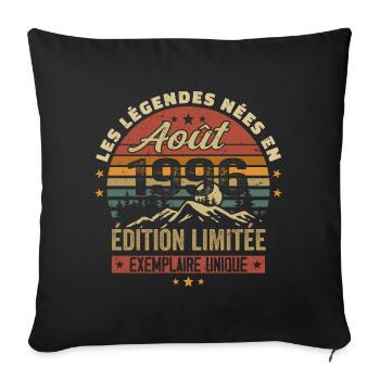 August 1996 Birthday Gift August 1996 August - Sofa pillowcase 17,3'' x 17,3'' (45 x 45 cm) - black - Front