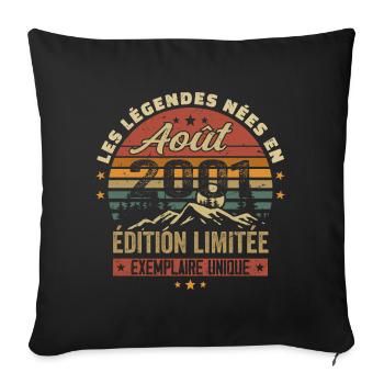 August 2001 Birthday Gift August 2001 August - Sofa pillowcase 17,3'' x 17,3'' (45 x 45 cm) - black - Front