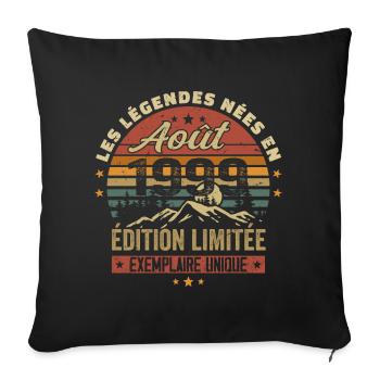 August 1999 Birthday Gift August 1999 August - Sofa pillowcase 17,3'' x 17,3'' (45 x 45 cm) - black - Front