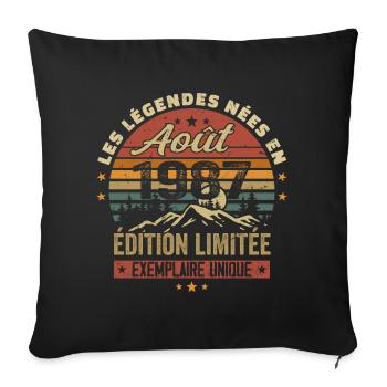 August 1987 Birthday Gift August 1987 August - Sofa pillowcase 17,3'' x 17,3'' (45 x 45 cm) - black - Front