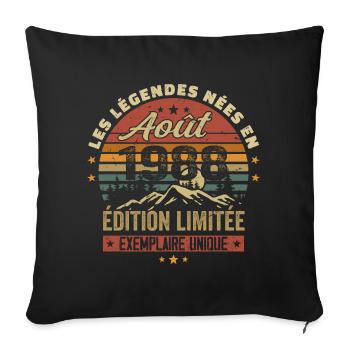 August 1988 Birthday Gift August 1988 August - Sofa pillowcase 17,3'' x 17,3'' (45 x 45 cm) - black - Front
