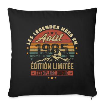 Août 1985 Cadeau Anniversaire Aout 1985 August - Housse de coussin décorative 45 x 45 cm - noir - Devant