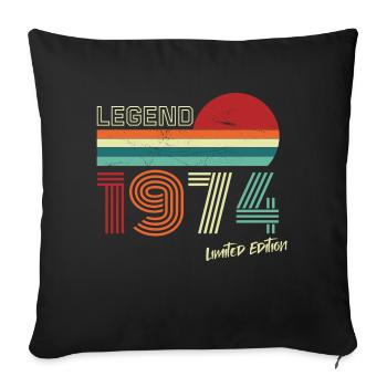Legend 1974 Birthday Shirt Gift Anniversary - Sofa pillowcase 17,3'' x 17,3'' (45 x 45 cm) - black - Front