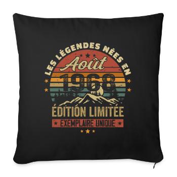 August 1968 Birthday Gift August 1968 August - Sofa pillowcase 17,3'' x 17,3'' (45 x 45 cm) - black - Front