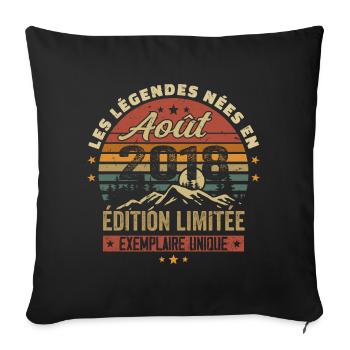 August 2018 Geburtstagsgeschenk August 2018 August - Sofakissenbezug 45 x 45 cm - Schwarz - Vorne