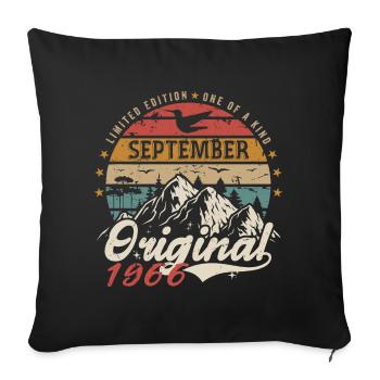 Retro 1966 September Vintage September 1966 Gift - Sofa pillowcase 17,3'' x 17,3'' (45 x 45 cm) - black - Front