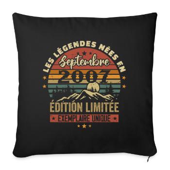 Retro 2007 - Legends born in September 2007 - Sofa pillowcase 17,3'' x 17,3'' (45 x 45 cm) - black - Front