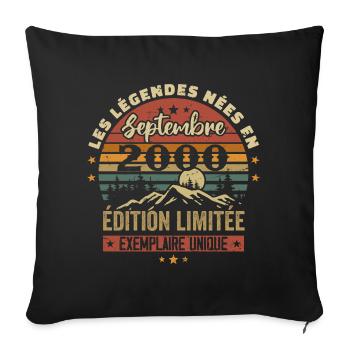 Retro 2000 - Legends born in September 2000 - Sofa pillowcase 17,3'' x 17,3'' (45 x 45 cm) - black - Front