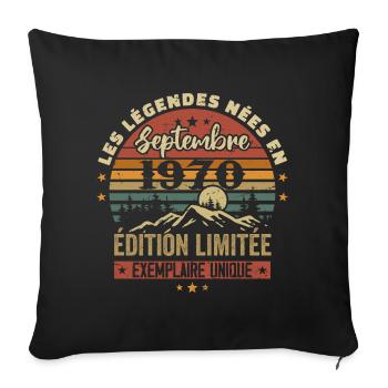 Rétro 1970 - Les légendes nées en Septembre 1970 - Housse de coussin décorative 45 x 45 cm - noir - Devant