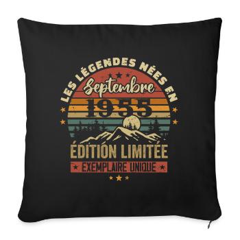 Rétro 1955 - Les légendes nées en Septembre 1955 - Housse de coussin décorative 45 x 45 cm - noir - Devant