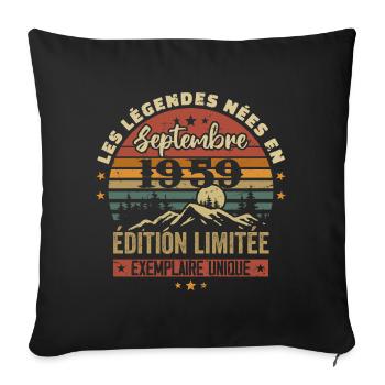 Retro 1959 – Legenden geboren im September 1959 - Sofakissenbezug 45 x 45 cm - Schwarz - Vorne
