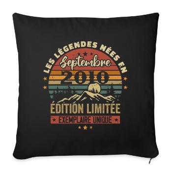 Retro 2010 - Legends born in September 2010 - Sofa pillowcase 17,3'' x 17,3'' (45 x 45 cm) - black - Front