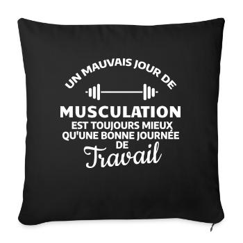 Citation Motivation Musculation - Housse de coussin décorative 45 x 45 cm - noir - Devant