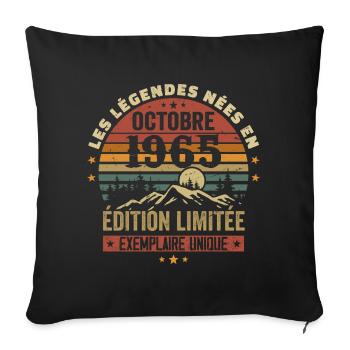 Nées en Octobre 1965 | Génial Depuis Octobre 1965 - Housse de coussin décorative 45 x 45 cm - noir - Devant