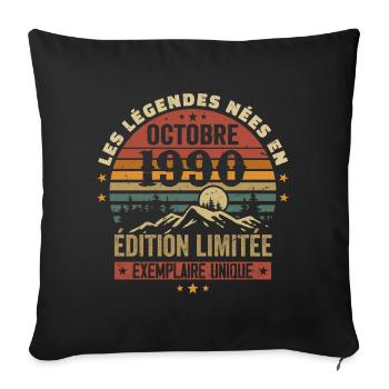 Nées en Octobre 1990 | Génial Depuis Octobre 1990 - Housse de coussin décorative 45 x 45 cm - noir - Devant