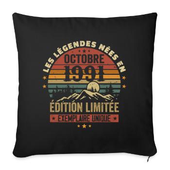 Nées en Octobre 1991 | Génial Depuis Octobre 1991 - Housse de coussin décorative 45 x 45 cm - noir - Devant