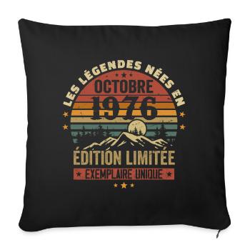 Nées en Octobre 1976 | Génial Depuis Octobre 1976 - Housse de coussin décorative 45 x 45 cm - noir - Devant