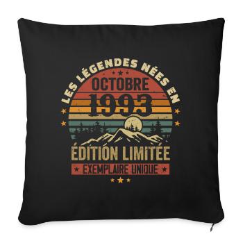 Born in October 1993 | Awesome since October 1993 - Sofa pillowcase 17,3'' x 17,3'' (45 x 45 cm) - black - Front