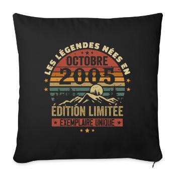 Nées en Octobre 2005 | Génial Depuis Octobre 2005 - Housse de coussin décorative 45 x 45 cm - noir - Devant