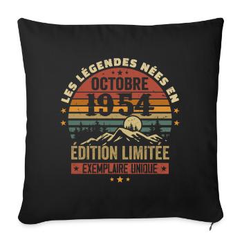 Born in October 1954 | Awesome since October 1954 - Sofa pillowcase 17,3'' x 17,3'' (45 x 45 cm) - black - Front